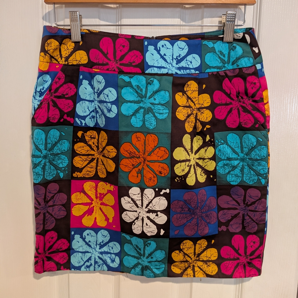 Trina Turk Blue and Pink Mini Pencil Skirt Casual